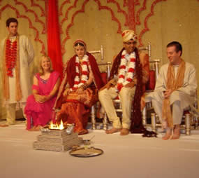 Michelle and Vish at one of their wedding ceremonies