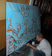 Dave Oram’s canvas as he paints live, at Masa's  Sun Peaks Resort